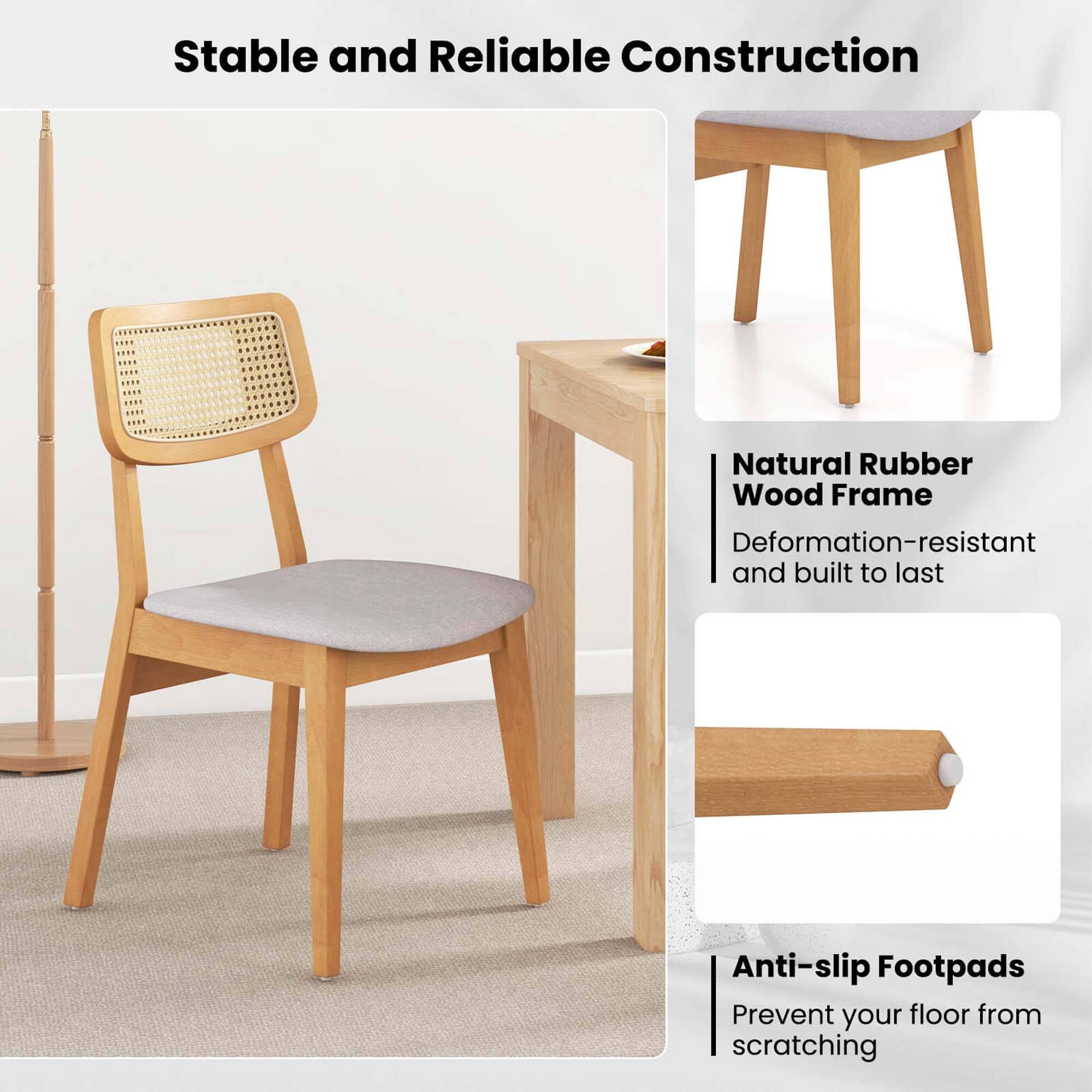Stable and Reliable Construction: Natural Rubber Wood Frame Deformation-resistant and built to last Anti-slip Footpads Prevent your floor from scratching.