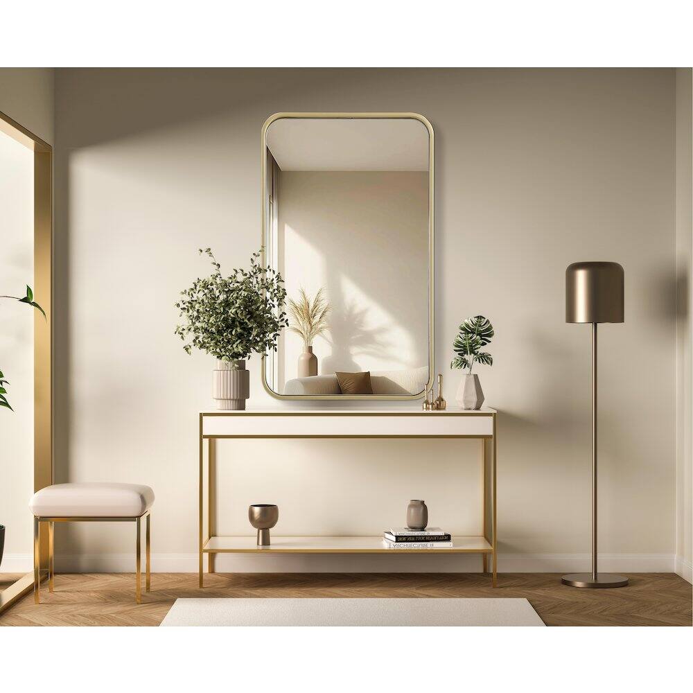 Alt View 7. Elegant Decor - Contour Metal Rectangle Mirror 18x30 in Brass - Brass.