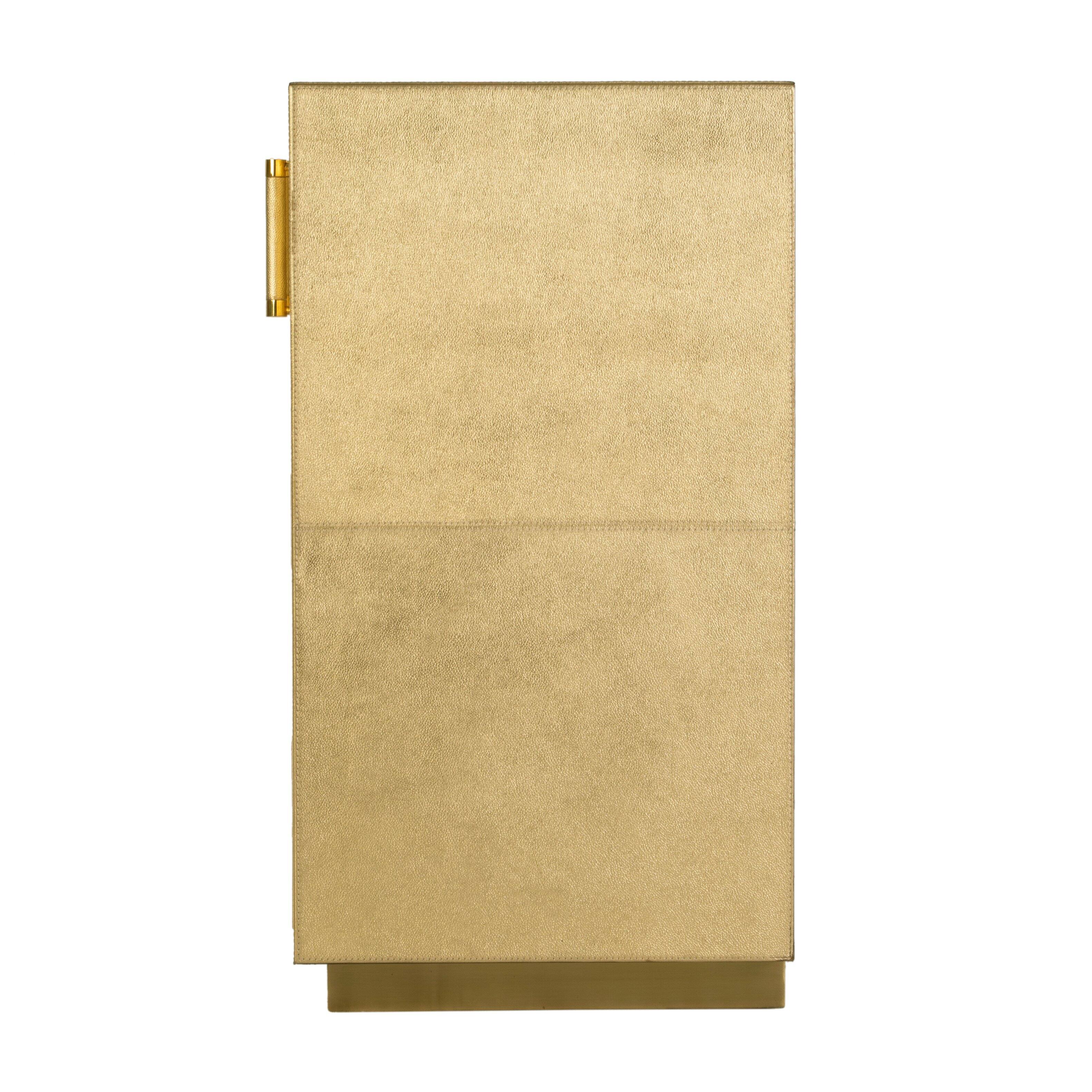 Alt View 3. Butler Specialty - Francois 32 in. W Rectangular Wood and Leather 2 Door Accent Cabinet - Gold.