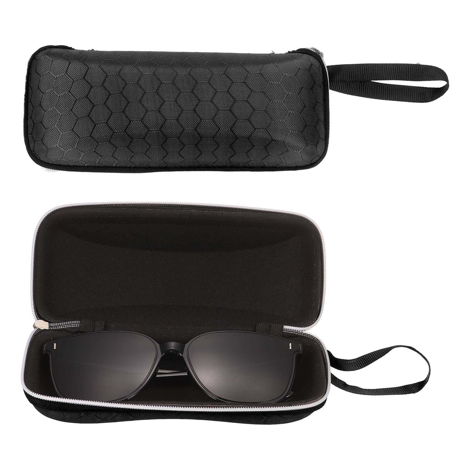 Unique Bargains - 2pcs Sunglasses Soft Case Hexagonal Hard Shell Zipper Holder with Lanyard for Travel - Black price history on PriceWatchPro