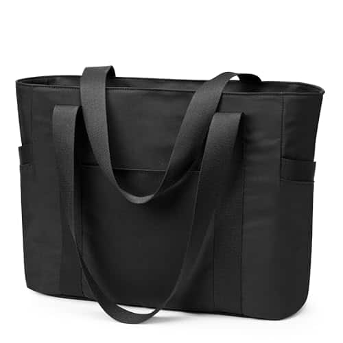 DORLUKFU - WLLWOO Large Tote Bag, Zipper Shoulder Bag for Women Trolley Sleeve 15.6” Laptop Travel Work Daily Nurse Gym - Black