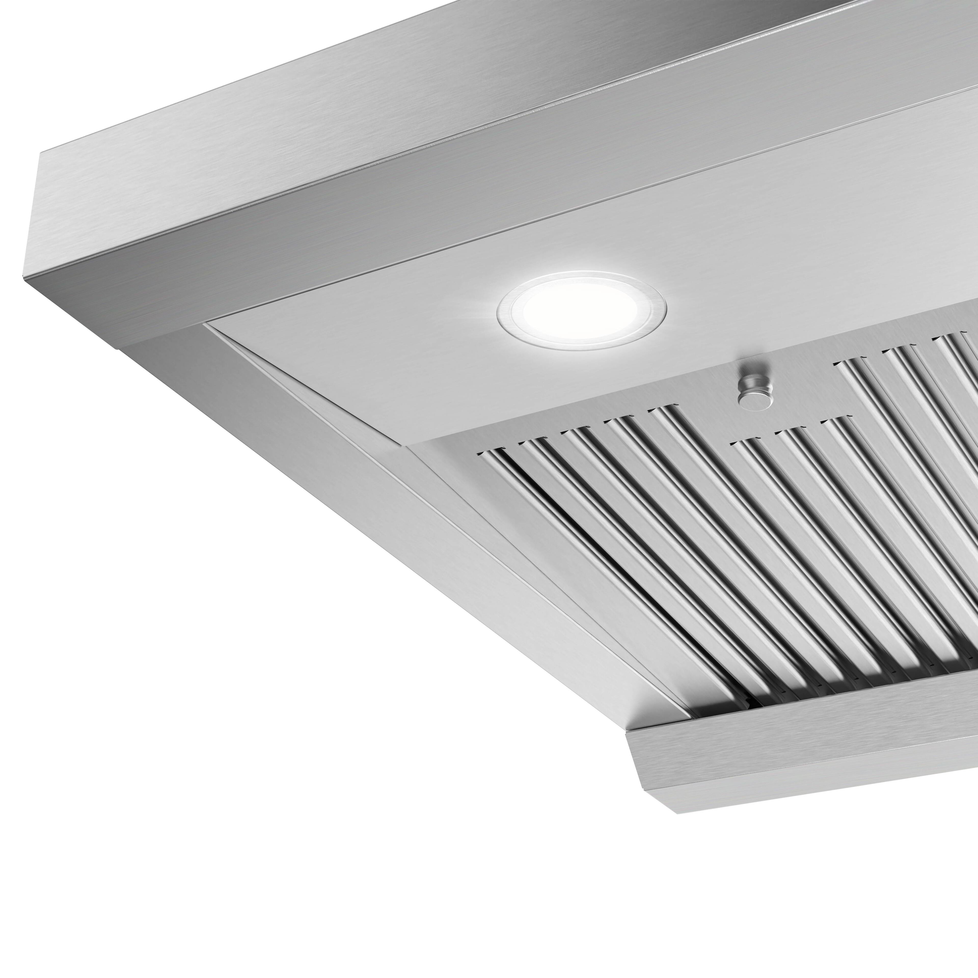 Alt View 7. Streamline - 30 in. Ampezzo Ducted Undermount 406 CFM Range Hood, Baffle Filters, Push Button Control, LED Lights - Brushed Stainless Steel.