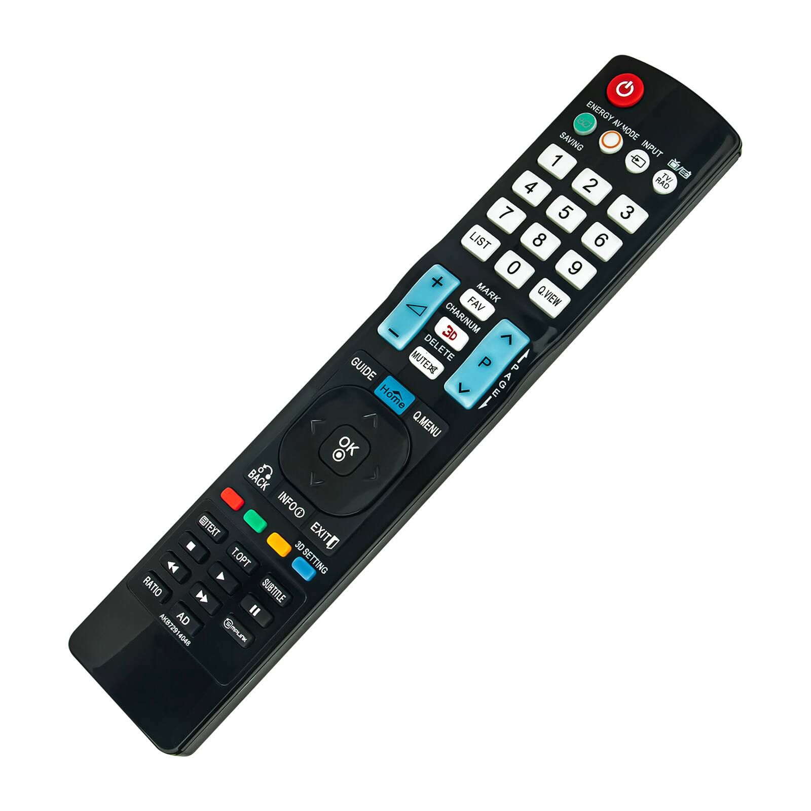 ENERGY SAVING MODE 1 INPUT 2 RAD IAT 4 7 5 3 LIST 8 6 0 9 + MARK FAV Q.VIEW I 3D CHAR/NUM 7 GUIDE MUTEDEL DELETE L G Home Q.MENU KO BACK g EDTEXT INFOO T.OPT DE 3D SETTING EXITO  RATIO SUBTITLE AD " AKB72914048 JALAMS