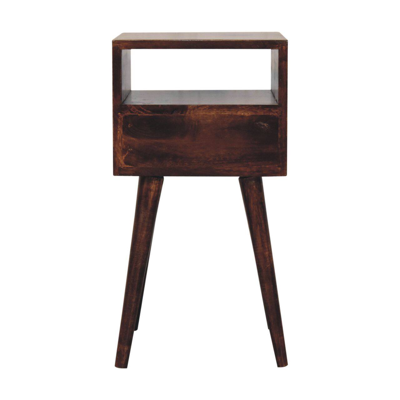 Alt View 6. Artisan Furniture - Artisan Furniture Solid Wood Mini California Walnut Bedside, 1 drawer, 1 Open Slot, Dark Brown - Chestnut.