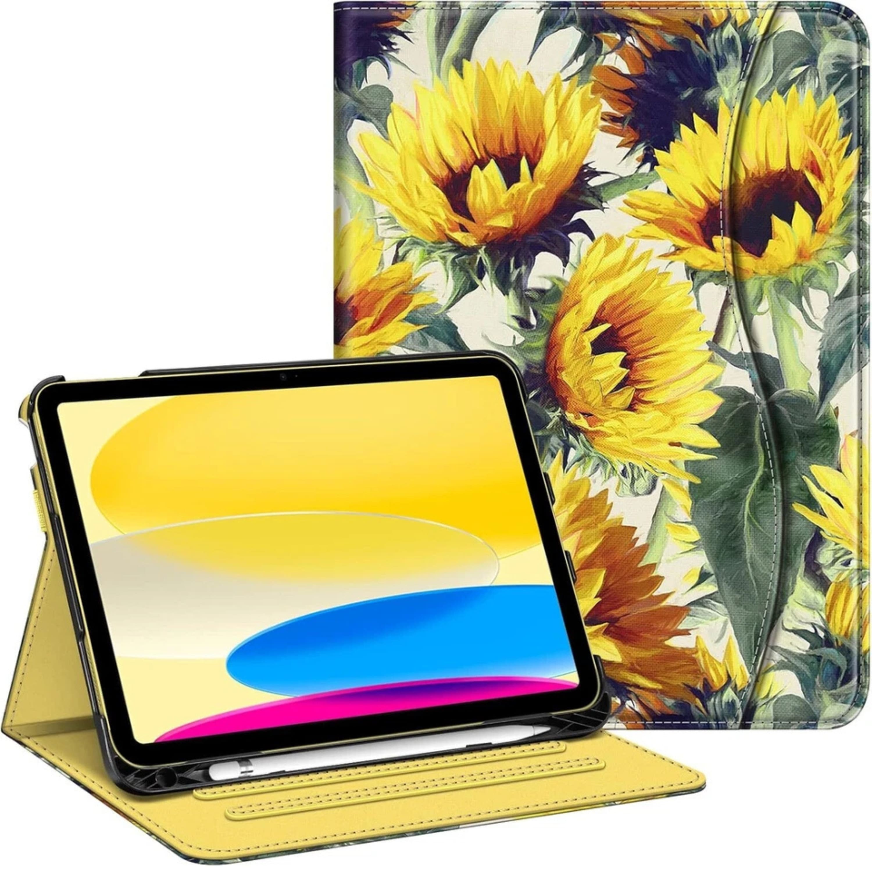Kitcheniva - iPad 10th Generation 2022 Case With Stand And Pocket 10.9'' - Sunflower