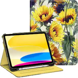 Kitcheniva - iPad 10th Generation 2022 Case With Stand And Pocket 10.9'' - Sunflower