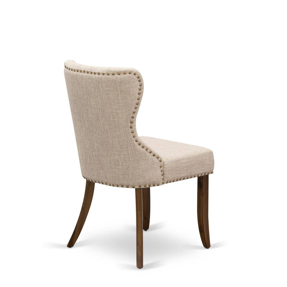 Alt View 3. East West Furniture - Set of 2 - Wood Chairs- Upholstered Dining Chairs Includes Antique Walnut Hardwood Frame - Brown.