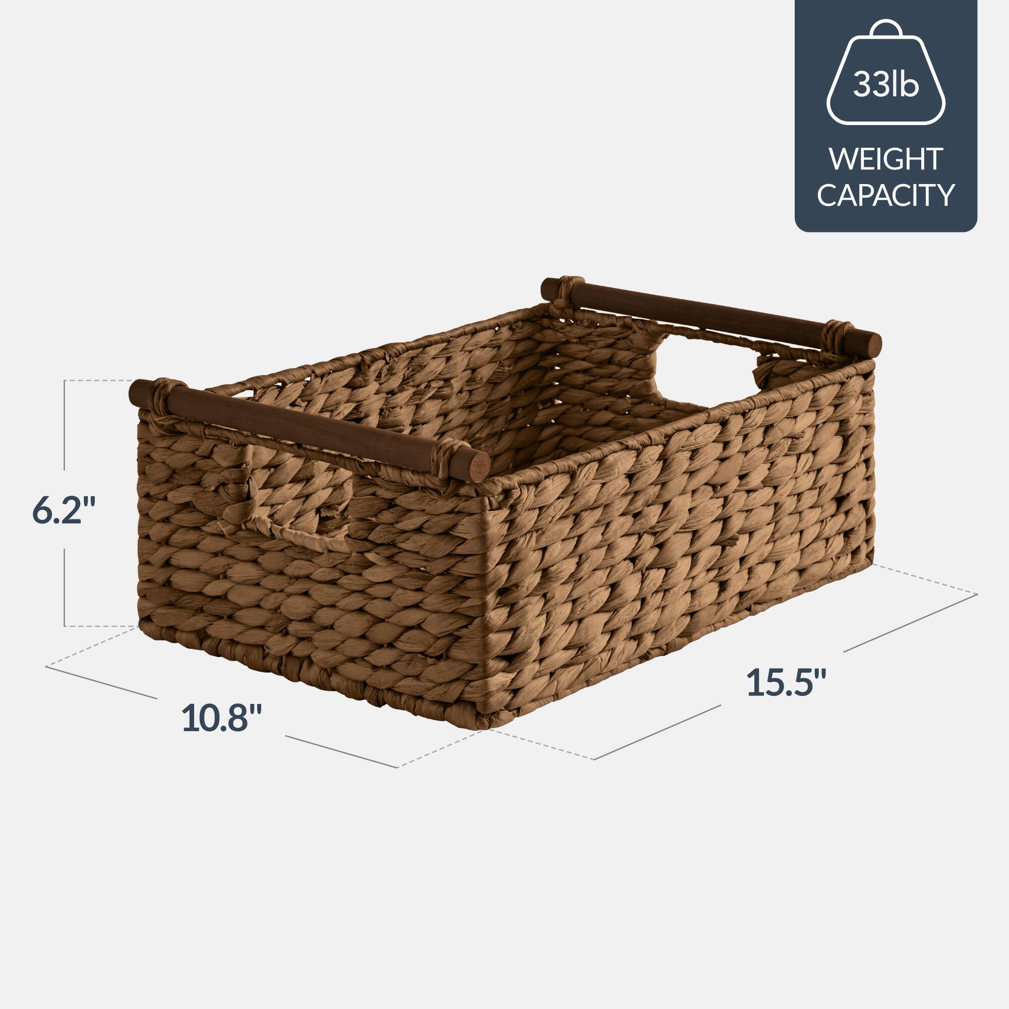 33lb WEIGHT CAPACITY  
6.2" x 10.8" x 15.5"