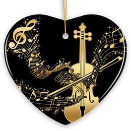 OrnamentallyYou - Golden Symphony of Violin Ornament Serenade of Harmonious Melodies Gift for Music Lovers - Multi-colored
