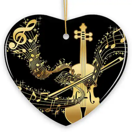 Front. OrnamentallyYou - Golden Symphony of Violin Ornament Serenade of Harmonious Melodies Gift for Music Lovers - Multi-colored.