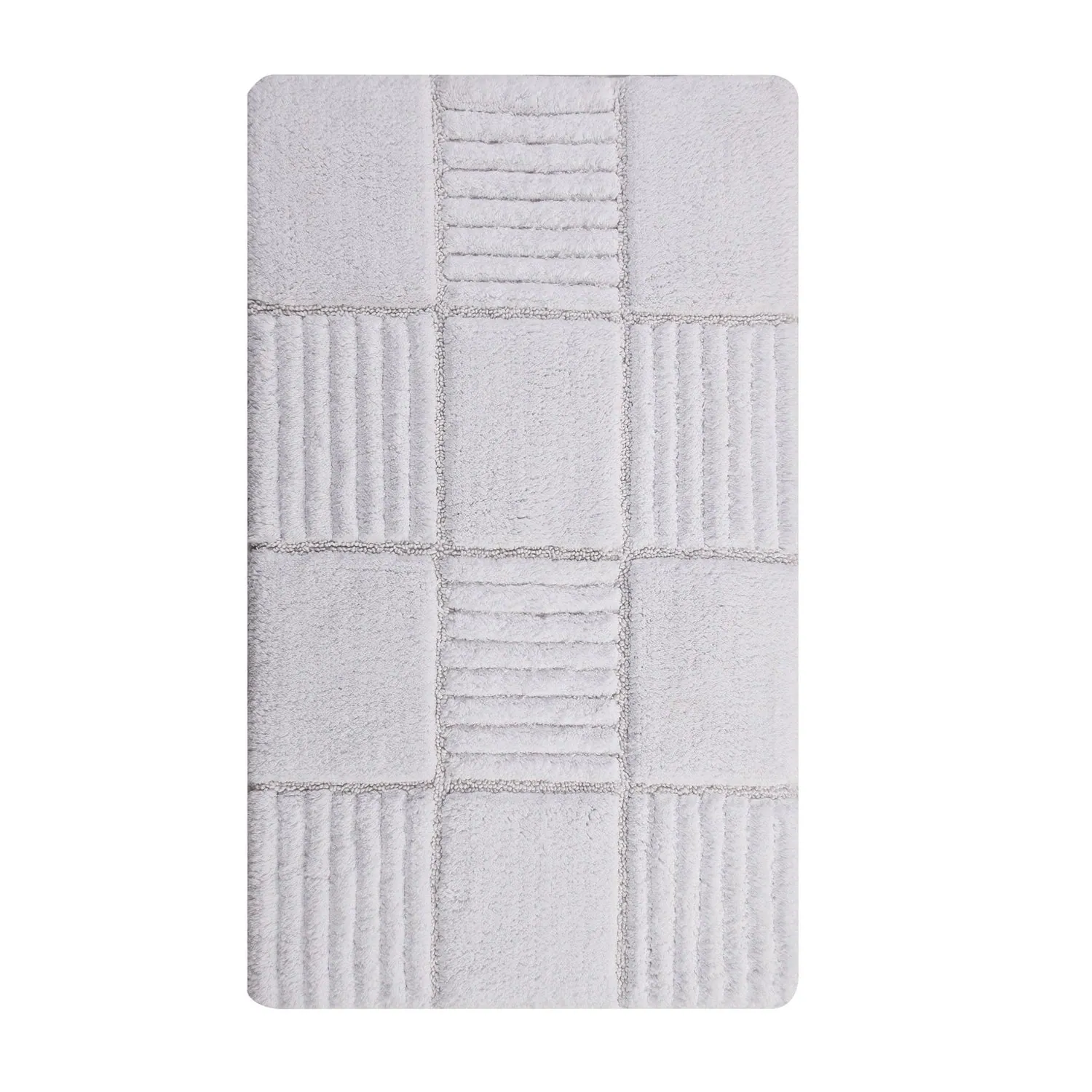 Alt View 5. Knightsbridge - Knightsbridge Checkerboard Bath Rug - 21 x 34 Inches - Non-Skid Cotton Rug - white.