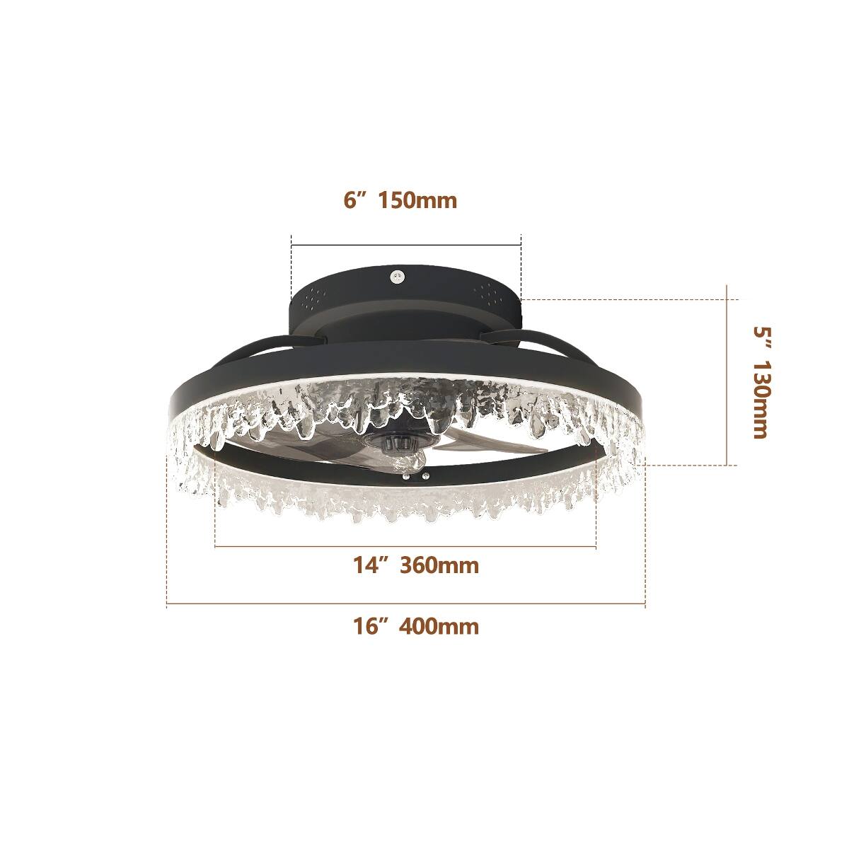 6" 150mm  
5" 130mm  
14" 360mm  
16" 400mm