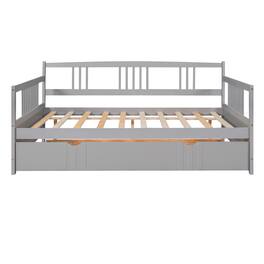 GOODSILO - Full Size Daybed with Twin Trundle - Sturdy Wood Frame for Versatile Sleeping and Seating Solutions - Gray