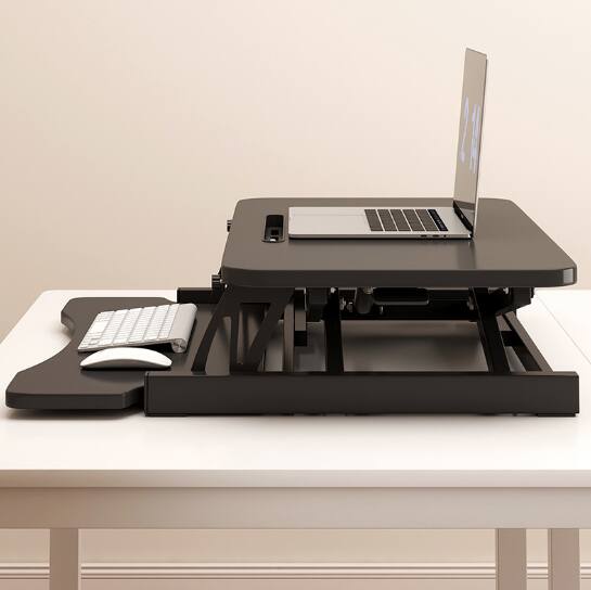 Alt View 10. Glintex - Ergonomic Standing Desk Converter – Adjustable Sit & Stand Workstation with Spacious Surface for Monitors & Laptops - Black.