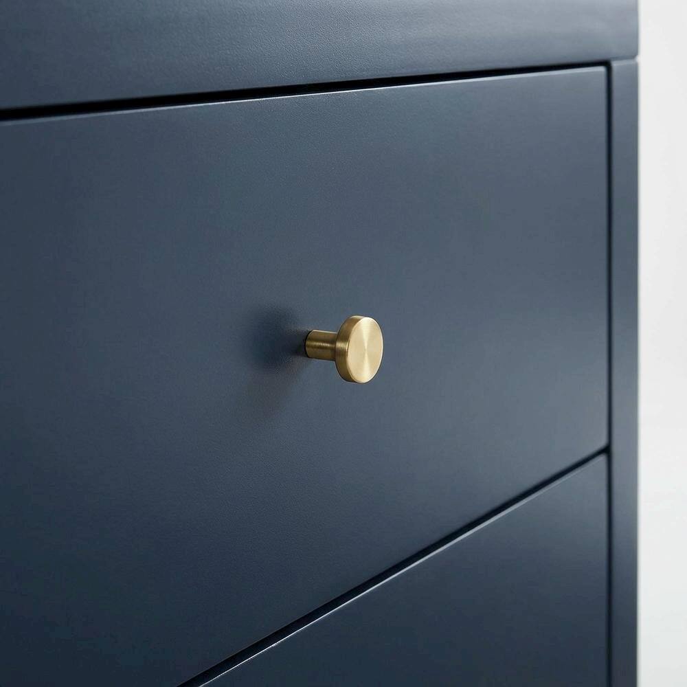 Back. FurniFact - Midnight Blue Nightstand with Three Drawers and Casual Style - Blue.