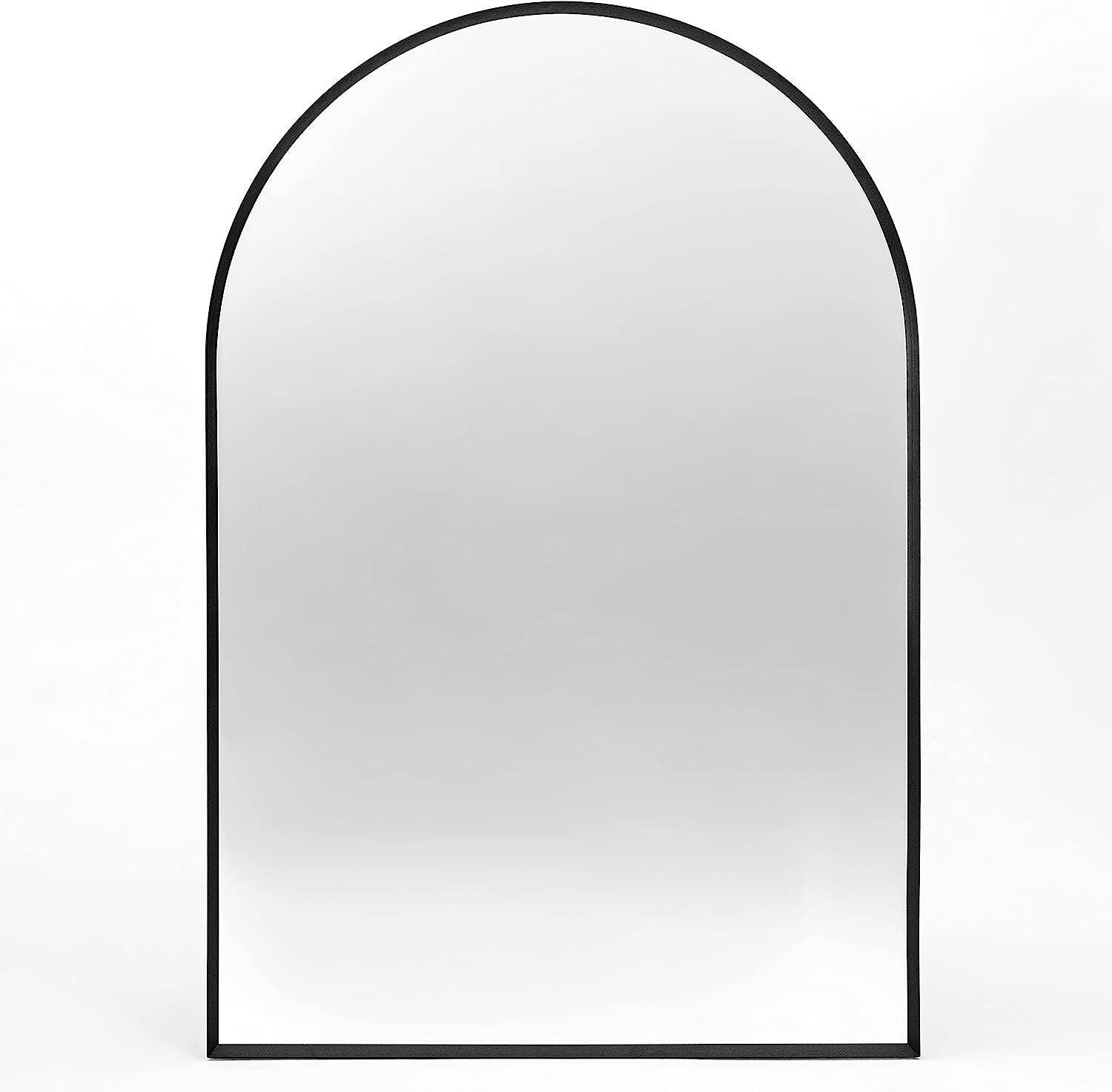 Alt View 4. BreeBe - 20x30 Inch Black Metal Framed Arched Bathrrom Mirror for Wall. - Black.