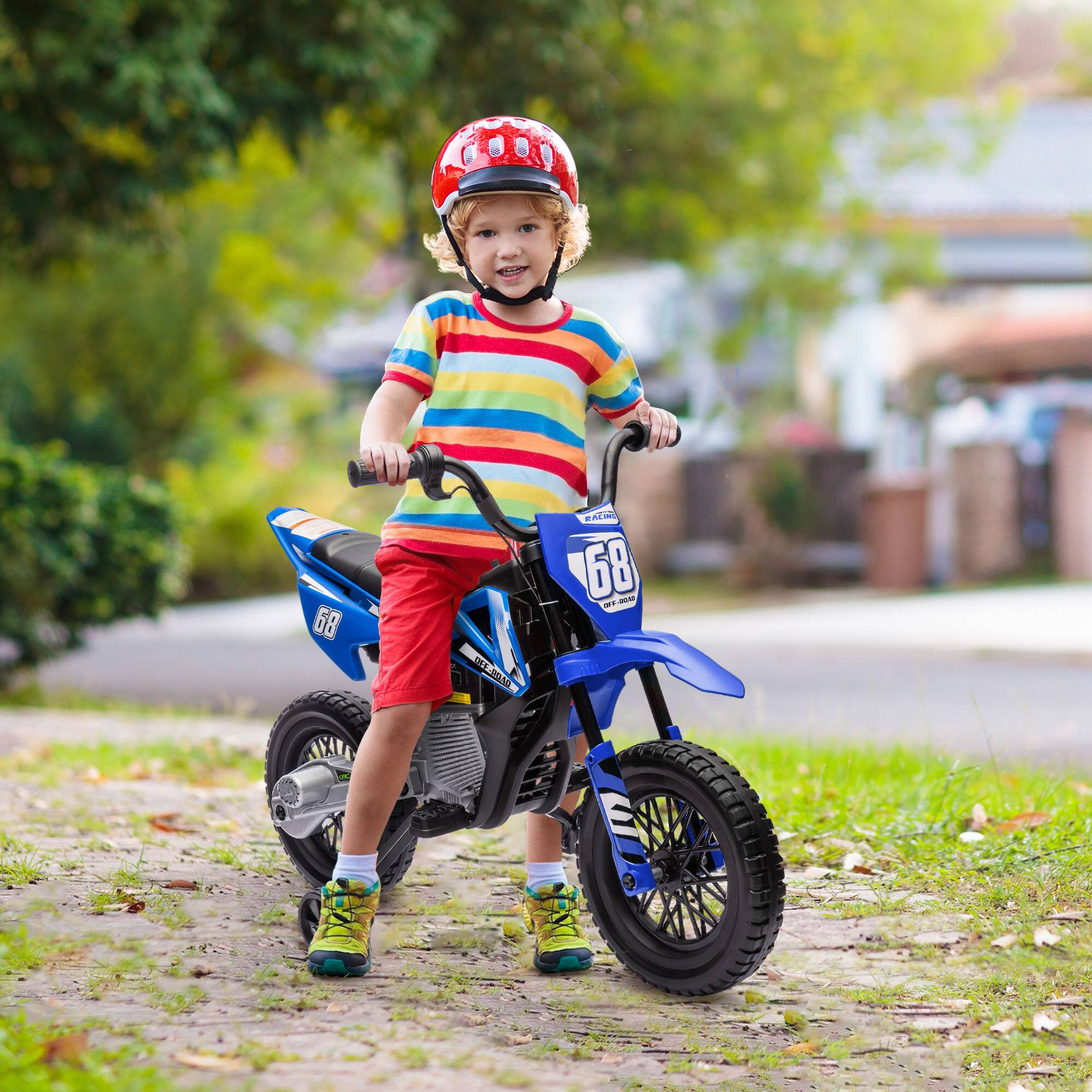 Angle. Qaba - Kids Dirt Bike with Twist Throttle, 12V Electric Motorcycle, Electric Bike for Toddler with Wheels, Rear Suspension.