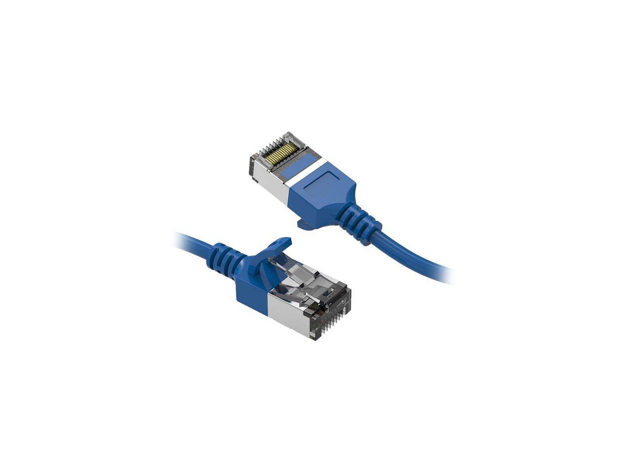 Front. Nippon Labs - Nippon Labs 60CAT8-0.5-30BL 0.5ft Cat8 U/FTP Slim Ethernet Cable Blue 30AWG 40Gbps 2000MHz RJ45.