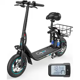 GYROOR - C1 PRO 12 Inch Electric Scooter With Seat & Suspension - Black