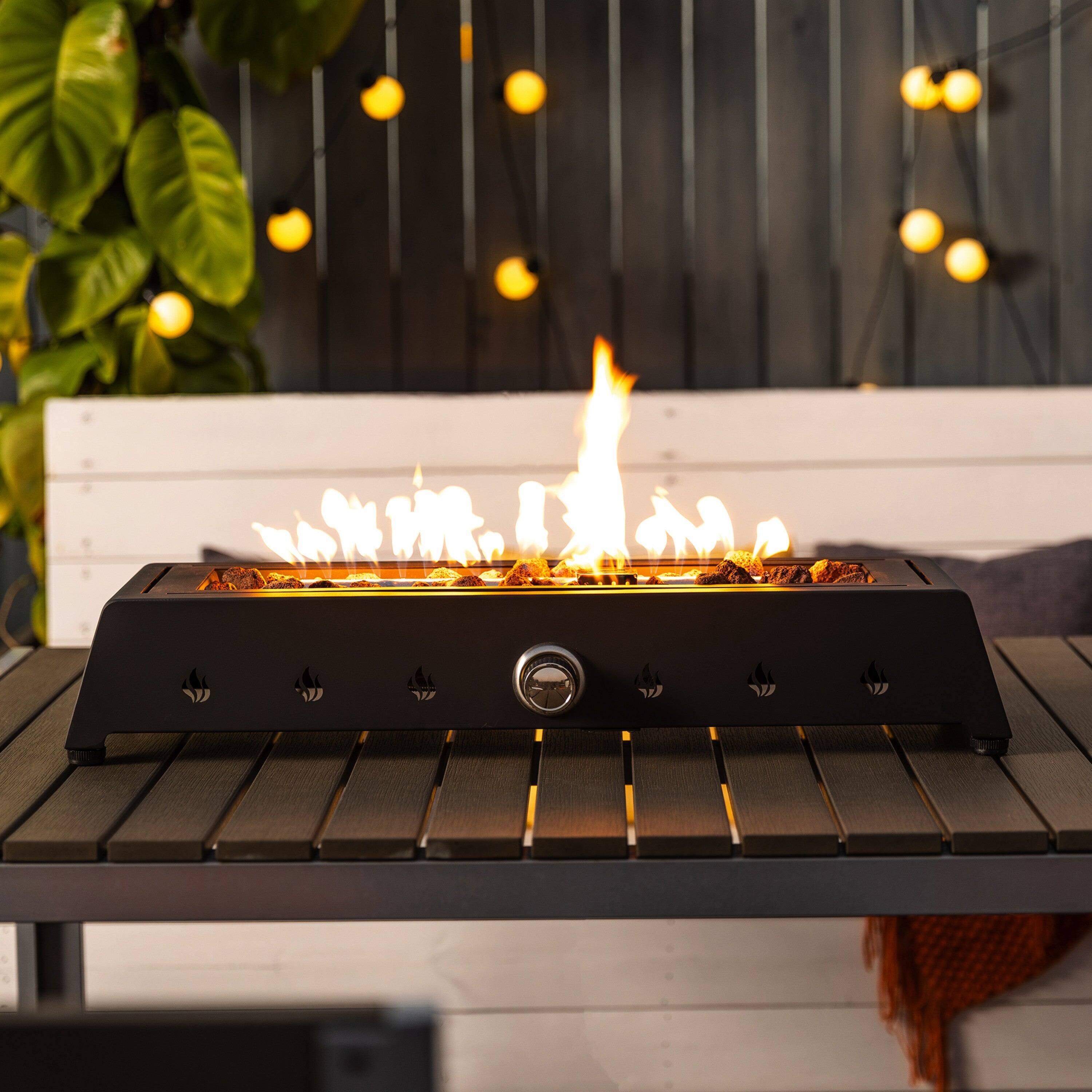 Alt View 1. Boyel Living - 28 Inch Tabletop Rectangular Propane Fire Pit 40000 BTU Black - Black.