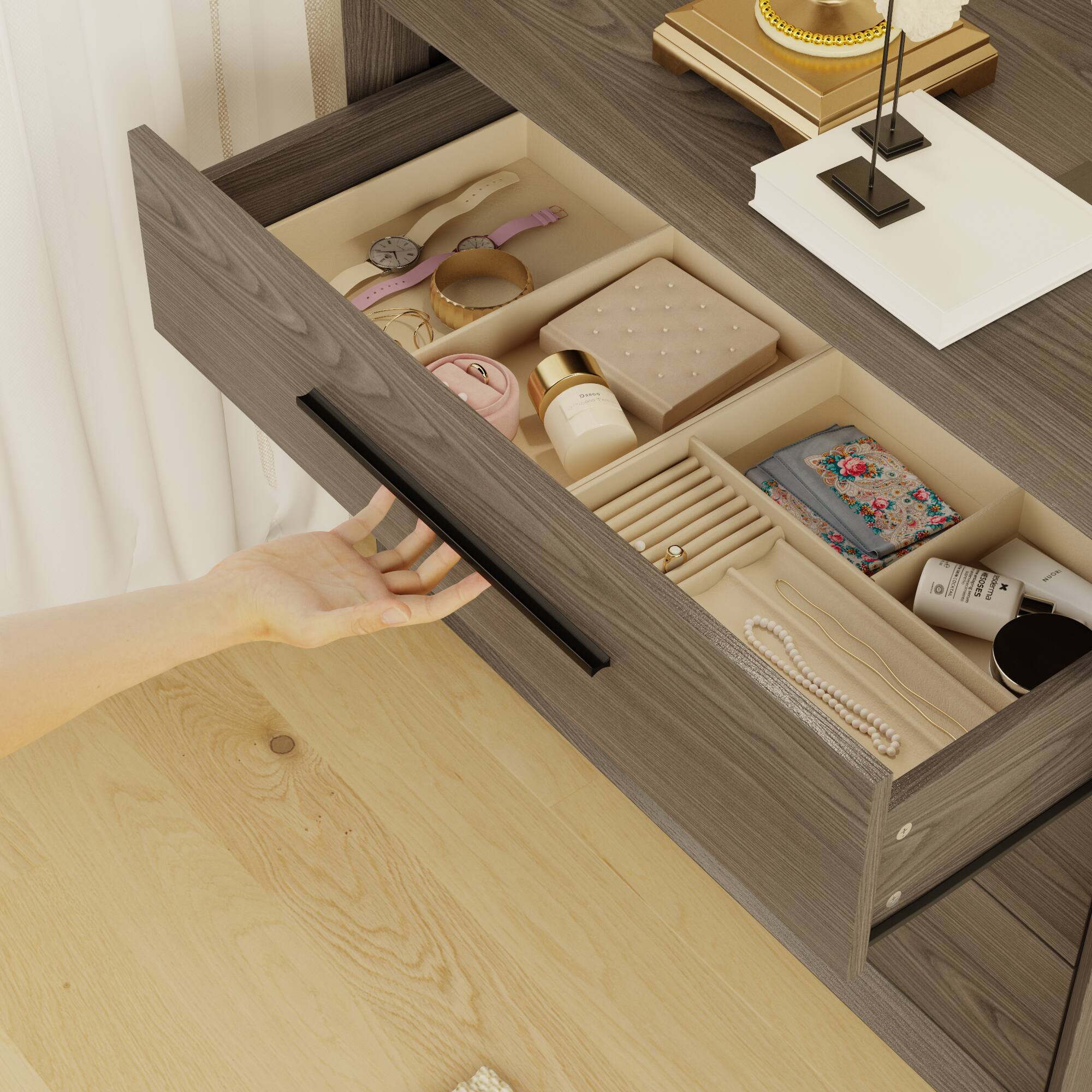 Alt View 8. Famapy - Famapy 3 - Drawer Nightstand: Organized Storage + Anti - Tipping Safety - Brown.