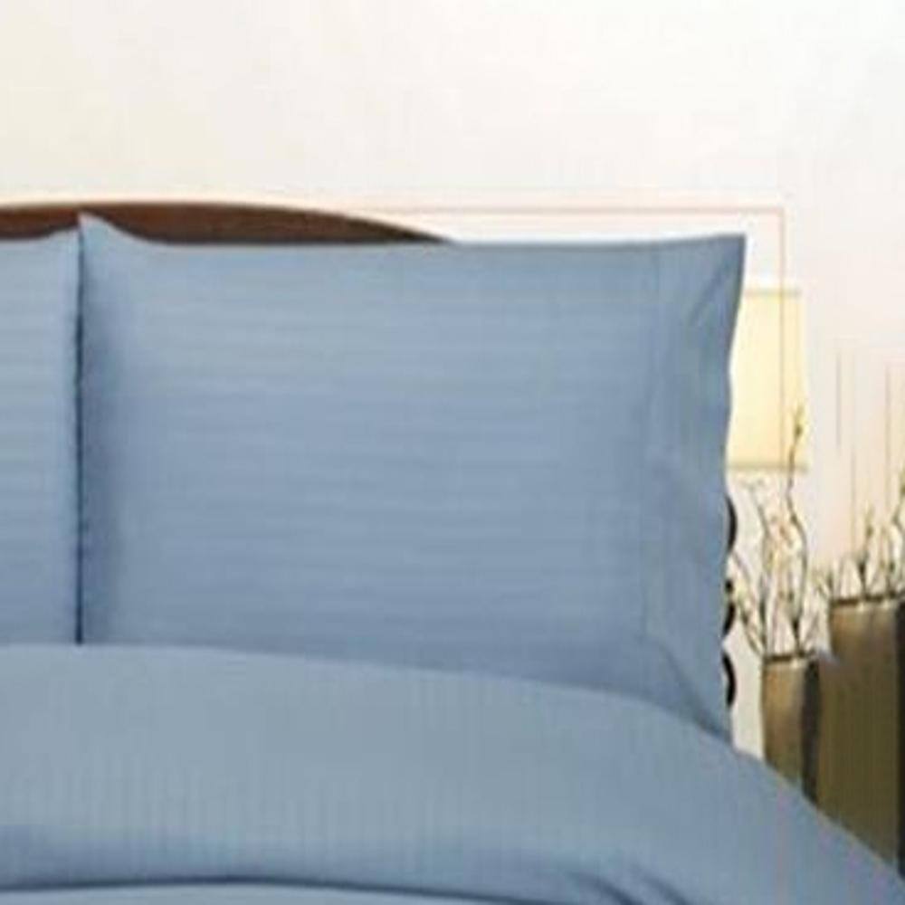 Alt View 1. Plazatex - Plazatex Embossed Dobby Stripe 90GSM Microfiber Sheet Set - Twin 39x75", Light Blue - Light blue.