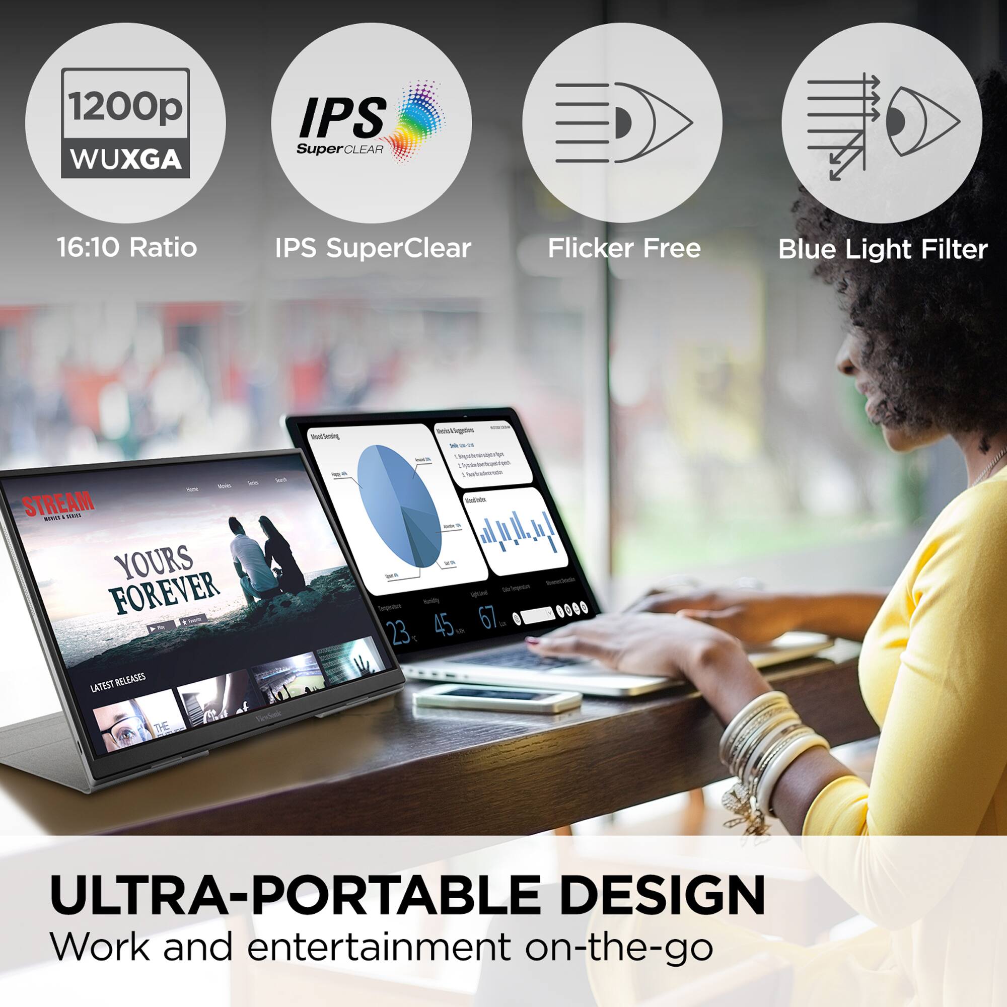 The Ultra-Portable Design: Work and entertainment on-the-go.