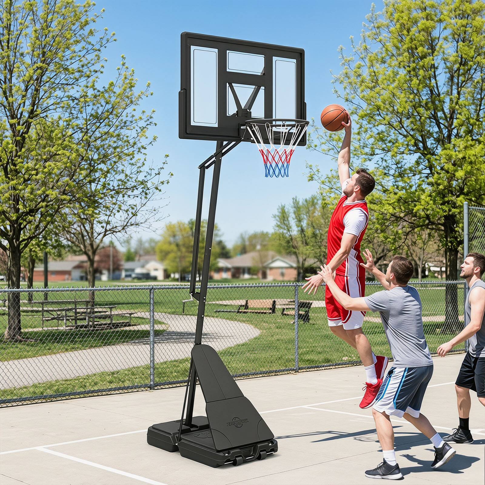 Alt View 1. GOPLUS - Goplus 7.7-10 FT Tool-Free Height Adjustable Basketball Goal System with 43" PC Backboard - Black.