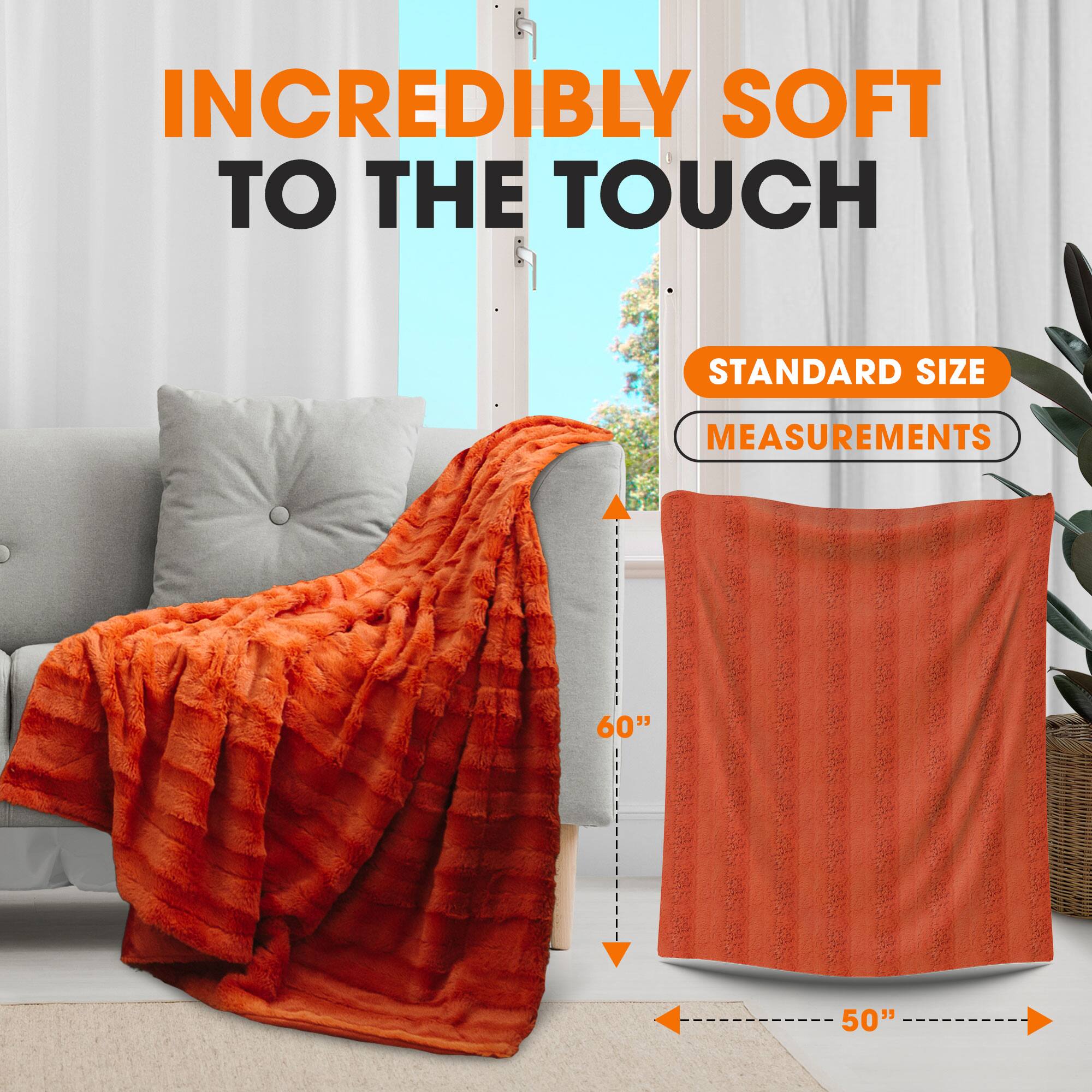 Cheer Collection Faux Fur Printed Blanket Multiple Colors & Sizes Rust ...