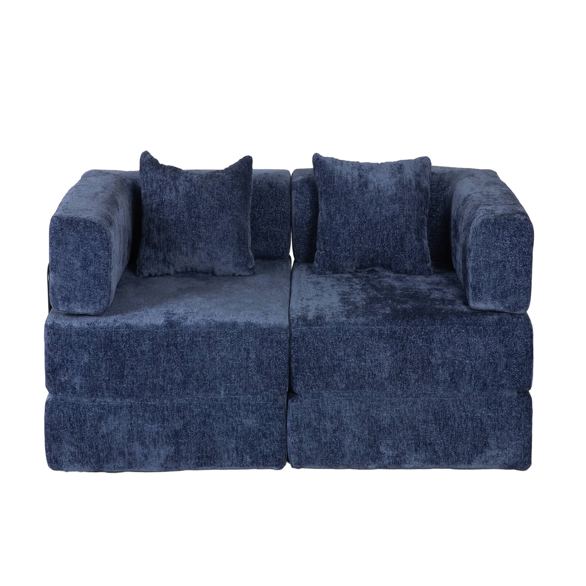 Alt View 8. Boyel Living - Compressed Memory Foam Loveseat Sofa Bed - Dark Blue.