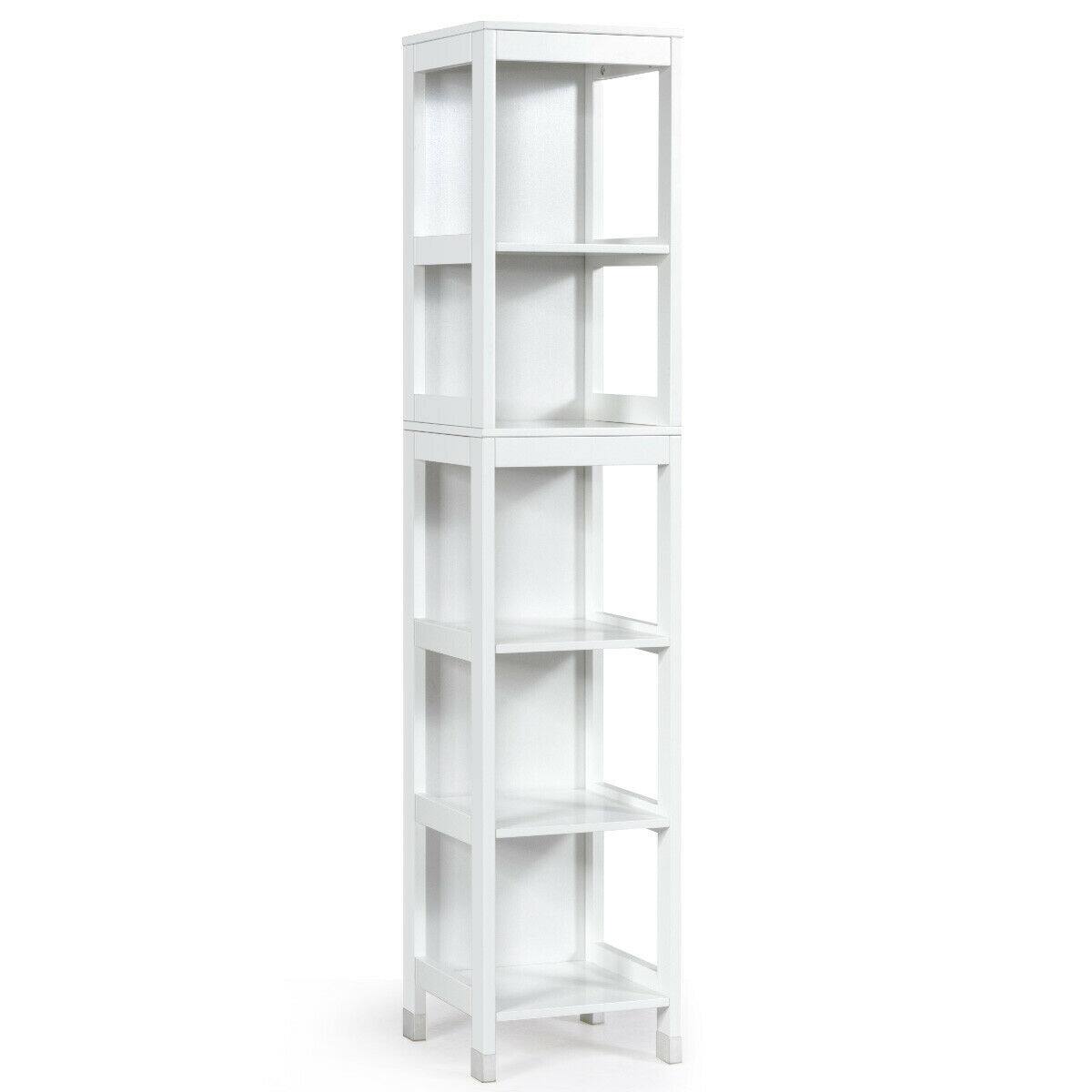 Alt View 9. Gymax - Gymax Bathroom Floor Cabinet Multifunctional Storage Organizer 5Tier Shelves&2 Drawers - White.