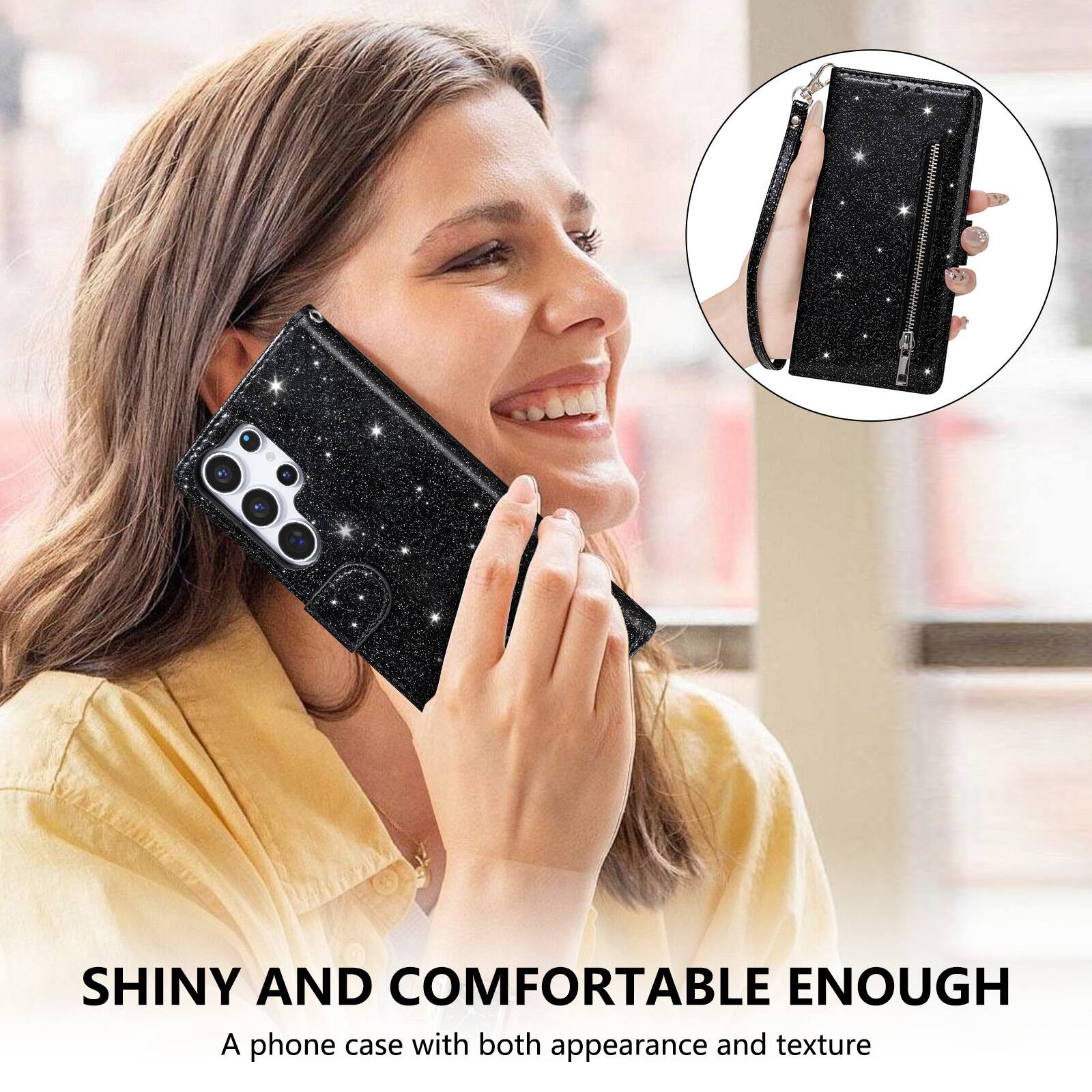 SHINY AND COMFORTABLE ENOUGH  
A phone case with both appearance and texture