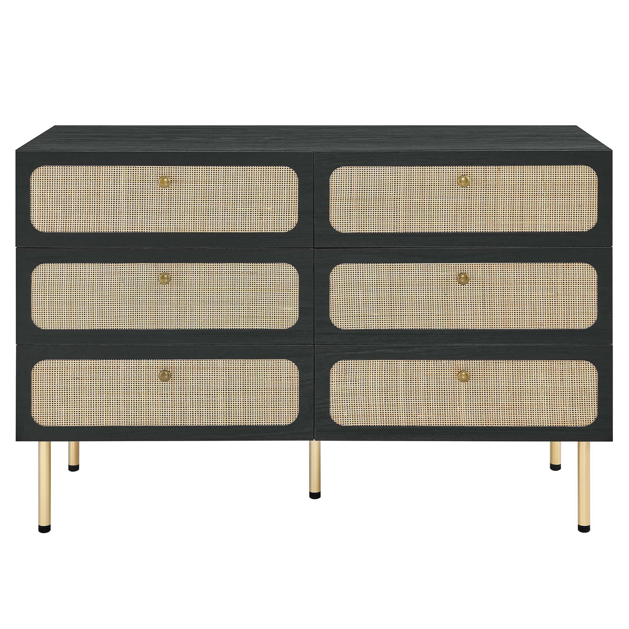 Alt View 2. Modway - Chaucer 6-Drawer Compact Dresser by Modway - Black.