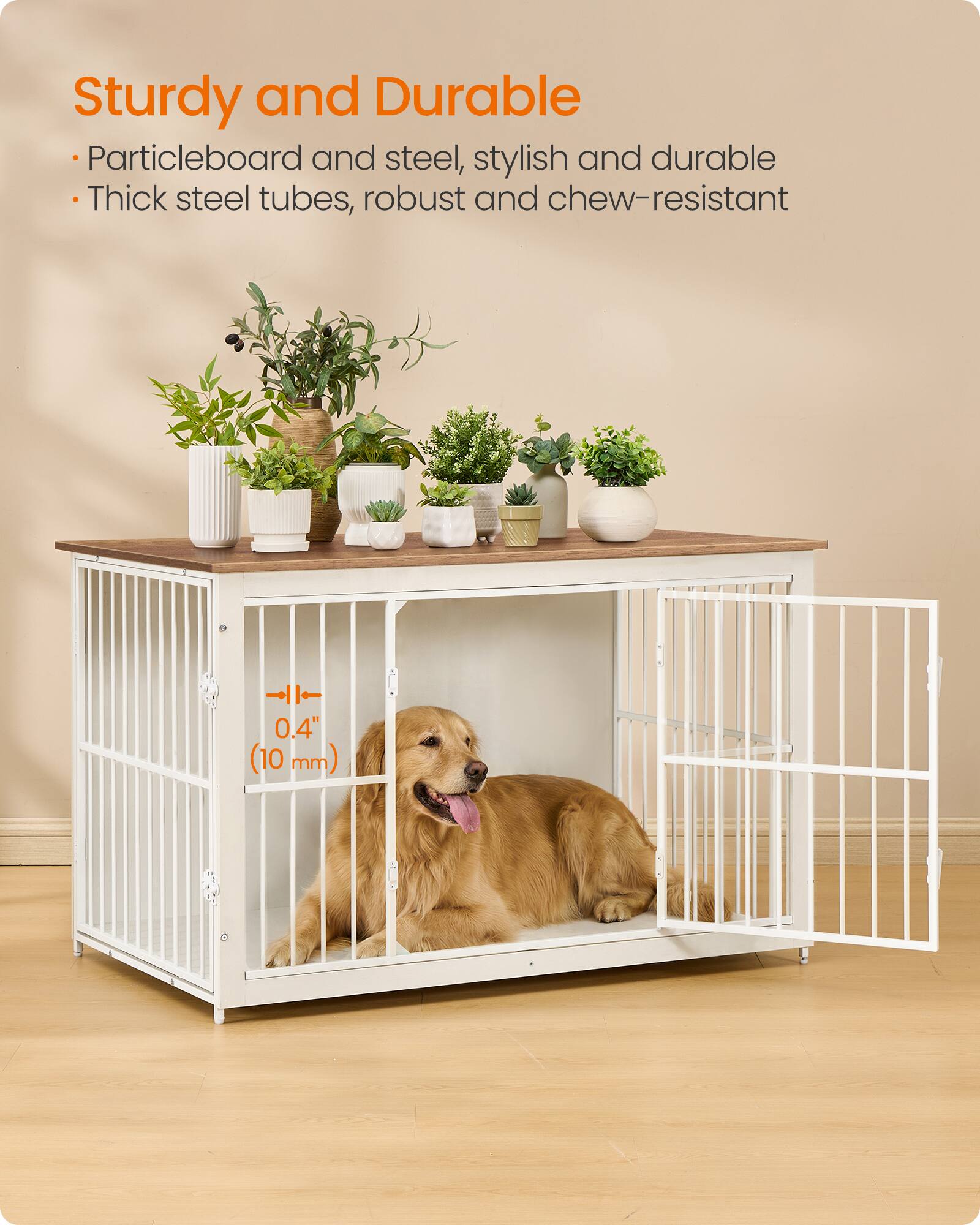 Songmics Home Wooden Dog Crate Furniture, Modern Kennel with Double ...