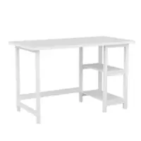 Martha Stewart - Beckett Modern Trestle Desk with Open Side Shelving - White Wood Grain - Front_Zoom