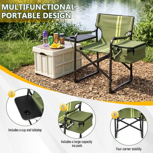 MULTIFUNCTIONAL PORTABLE DESIGN

1. Includes a cup and tabletop
2. Includes a large-capacity ice pack
3. Four-corner stability