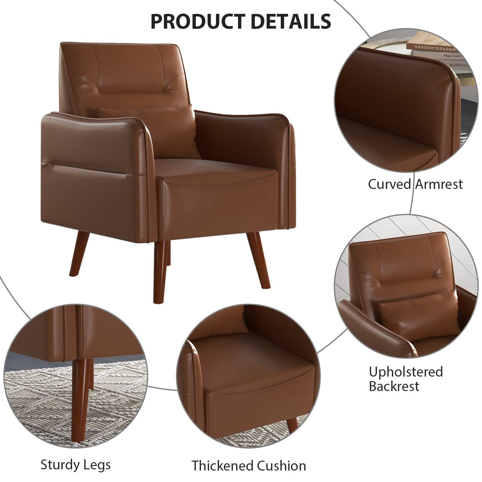 PRODUCT DETAILS

- Curved Armrest
- Upholstered Backrest
- Sturdy Legs
- Thickened Cushion