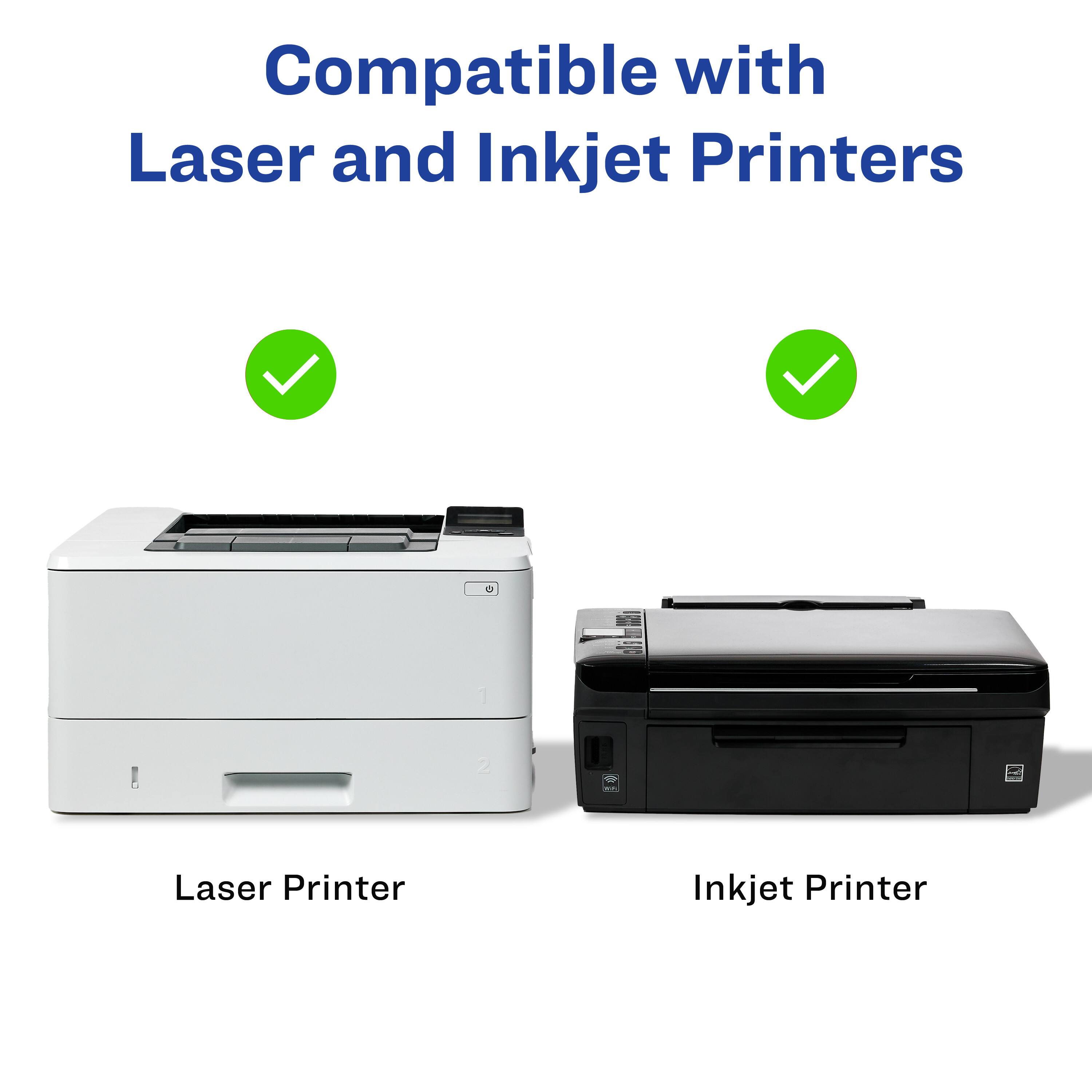 Compatible with Laser and Inkjet Printers

Laser Printer

Inkjet Printer