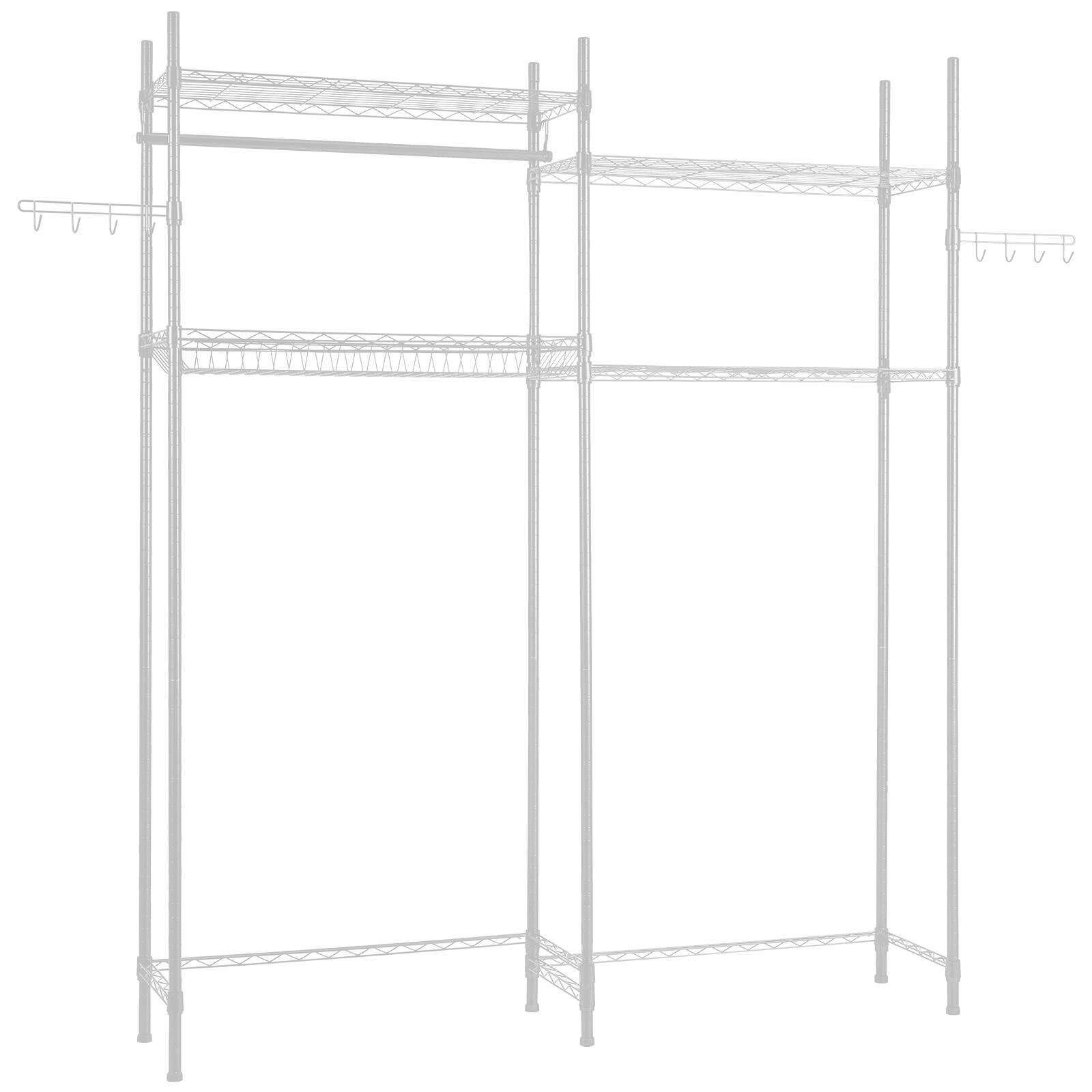 Alt View 5. VEVOR - Over Washer and Dryer Storage Shelves,4 Tiers Laundry Room Drying Rack, Hanger Rod and Hooks,Two Rows Adjustable Shelves - White.