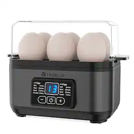 tesslux - Electric Rapid Egg Cooker, 6 Egg Capacity for Hard Boiled Eggs, Poached Eggs, Scrambled Eggs, or Omelets Maker w - Gray