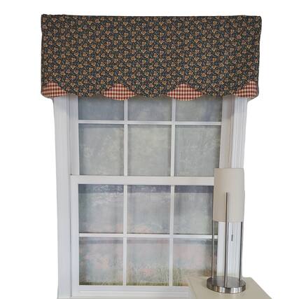 Front. RLF Home - RLF Home 3" Rod Pocket High Quality Fabric Andover Petticoat Valance for Windows 50" x 15" Navy - Navy.
