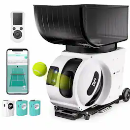 PONGBOT - Pace S Pro Tennis Ball Machine-APP/Remote Control, Custom Drills, 150 Ball Capacity, Max 80mph, 8H, Topspin and Backspin - White/Black