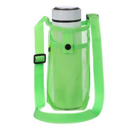 Unique Bargains - Mesh Water Bottle Sleeve Bag with Shoulder Strap, Crossbody Carrier Sling Pouch for Hiking Gym Camping Travel - Fluorescent Green
