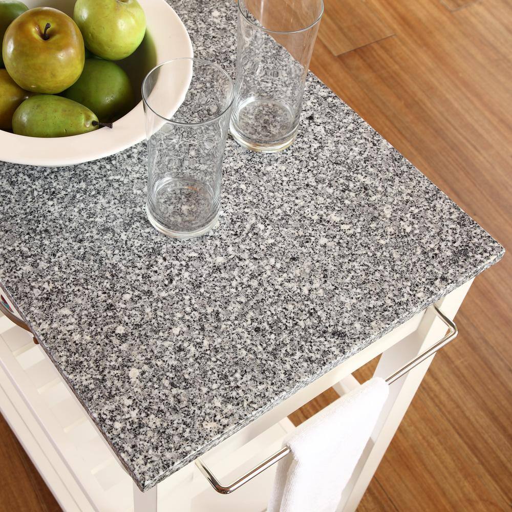 Alt View 4. Crosley Furniture - Granite Top Kitchen Prep Rolling Cart - White.