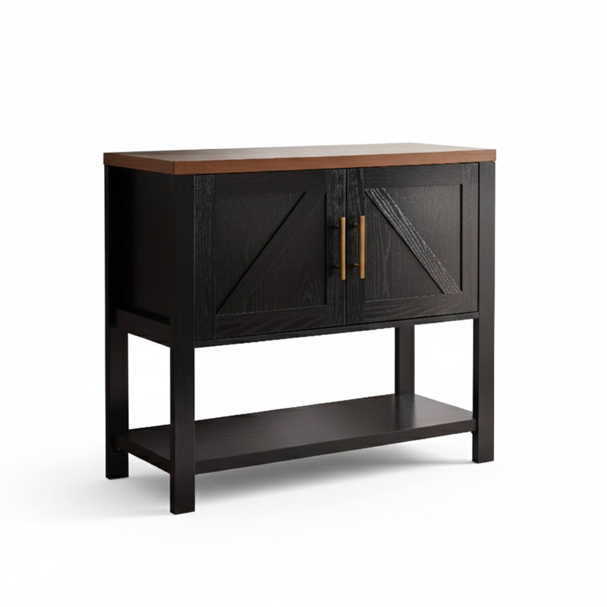 Alt View 3. Kings Brand Furniture - Kings Brand Furniture Teresa 2-Door Modern Console Table, Buffet Storage Cabinet - Dark Brown.