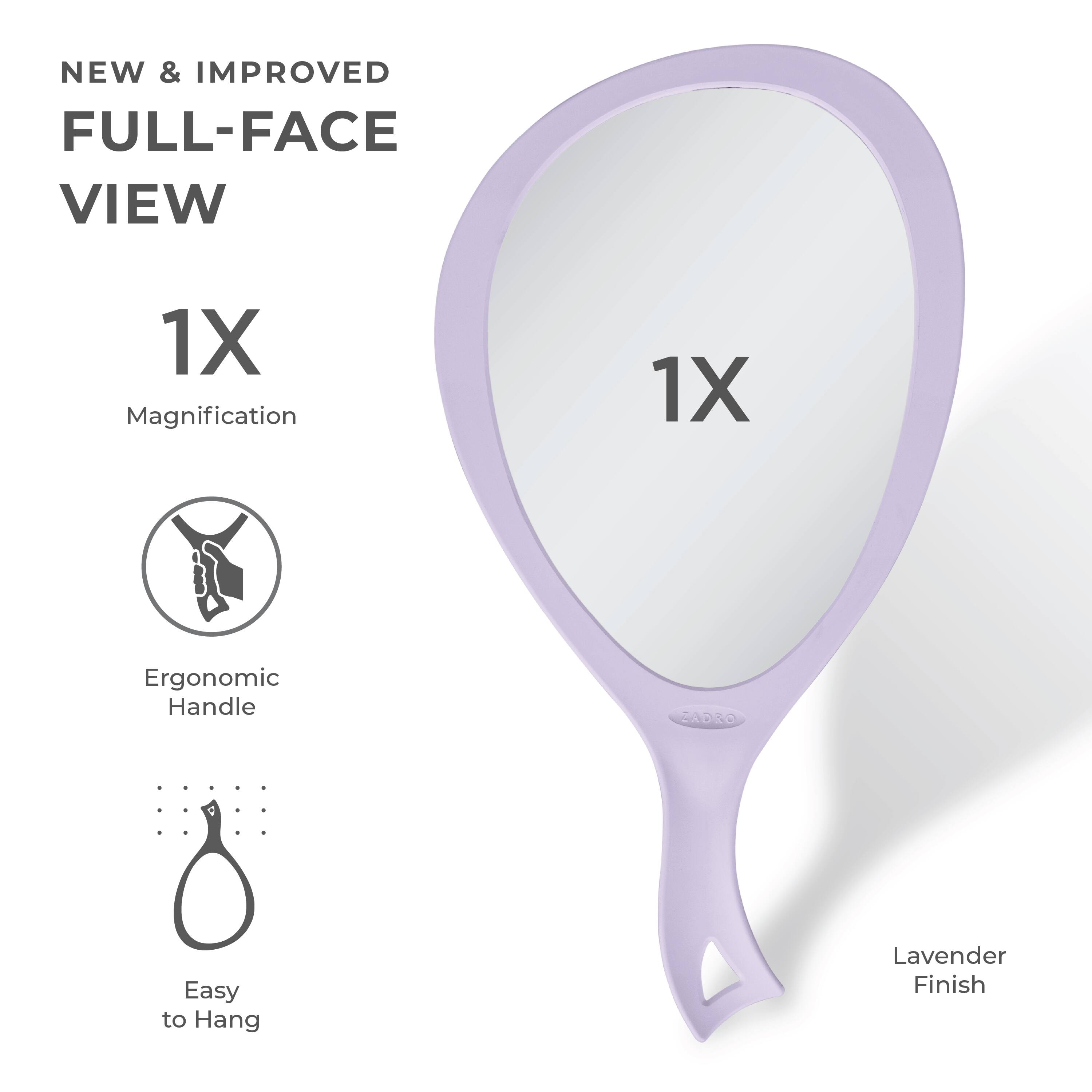 NEW & IMPROVED  
FULL-FACE VIEW  

1X  
Magnification  

1X  

Ergonomic Handle  

Easy to Hang  

Lavender Finish