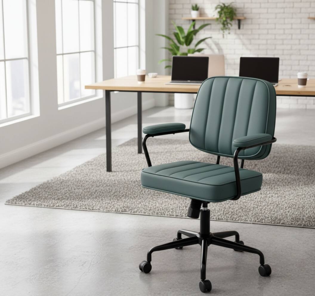 Alt View 5. Forest'nSky - Retro Style Office Chair, Adjustable Home & Office Desk Chair with Comfortable Seating,Green - Green.