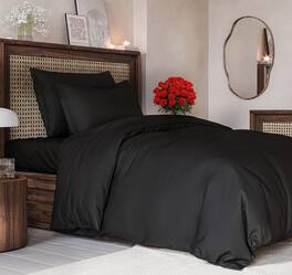 CGK Linens - Luxury Soft Premium Duvet Cover Set - Zipper Closure & Matching Pillow Shams - Twin - Black