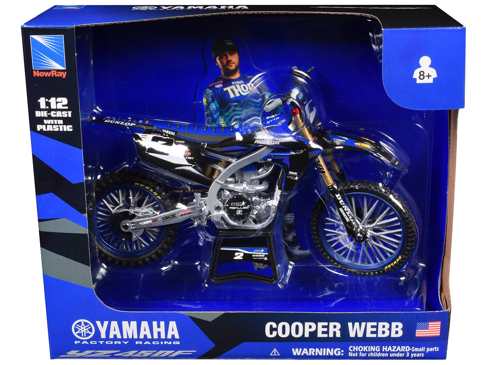 RXM NewRay  
1:12 DIE-CAST WITH PLASTIC  
YAMAHA  
FACTORY RACING  
COOPER WEBB  
CHOKING HAZARD-Small parts  
Not for children under 3 years  

8+