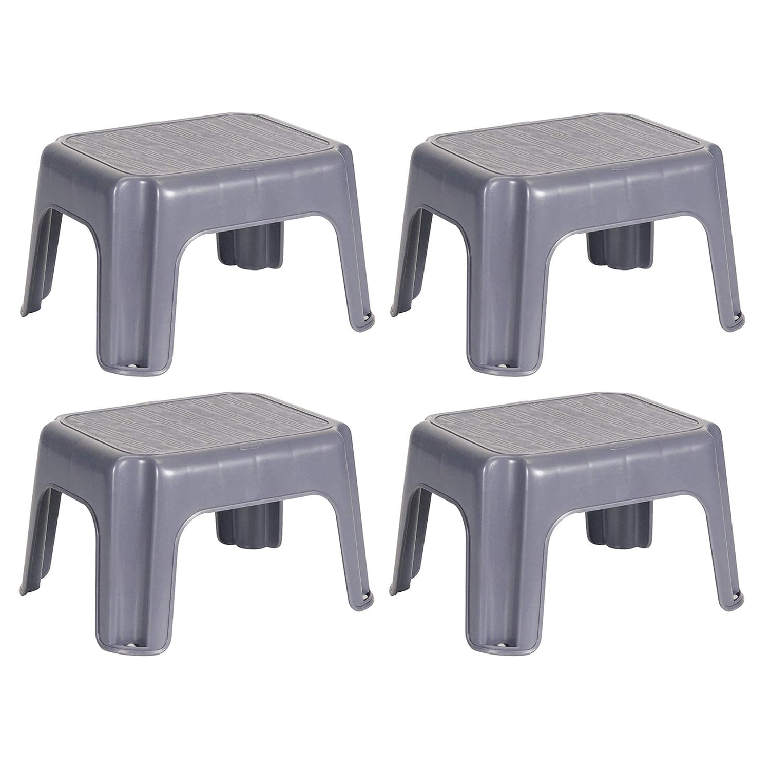 RubberMaid - Durable Plastic Step Stool w/ 250-LB Weight Capacity, (4 Pack) - Gray